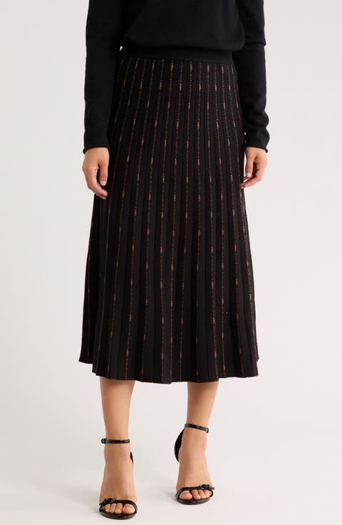 Pleated Midi Sweater Skirt