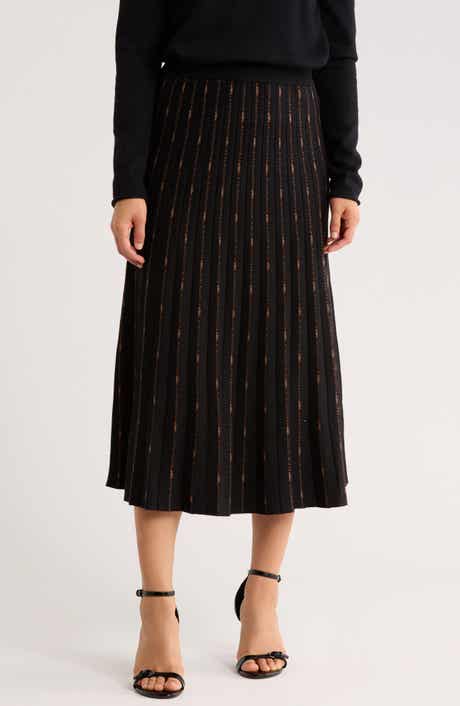 MAX STUDIO Pleated Midi Sweater Skirt