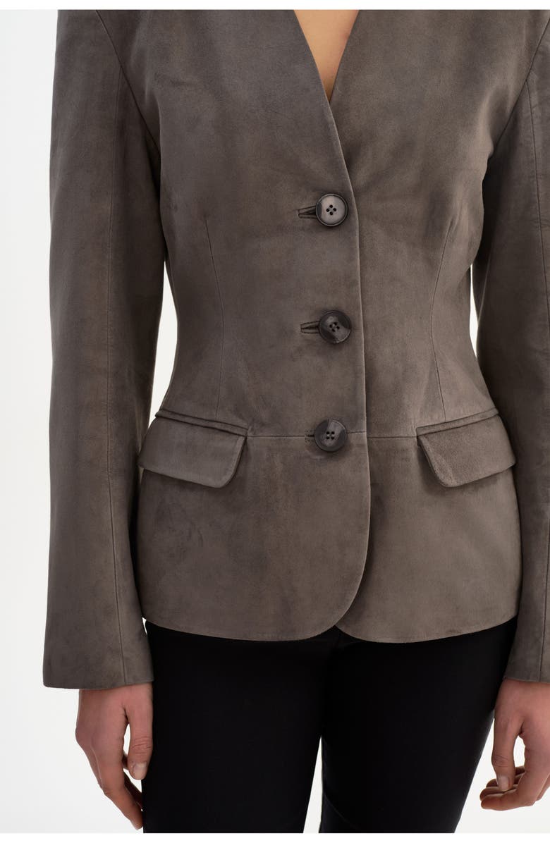 LAMARQUE Abitha | Suede Hourglass Jacket, Alternate, color, Steel Grey