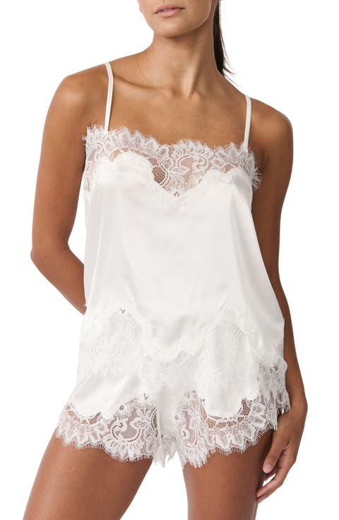 Olivia Lace Trim Satin Shorts