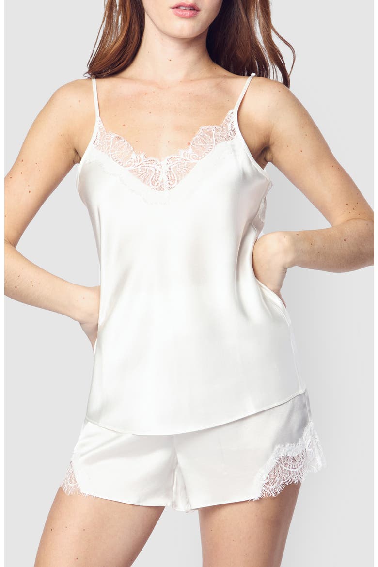 Silk Lace Cami Short Pajamas, Main, color, WHITE