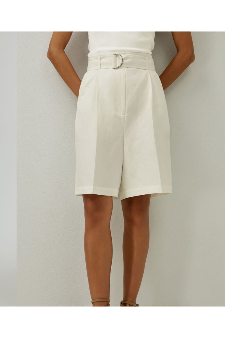 Women's Chic Silk-Linen Blend Bermuda Shorts, Alternate, color, White