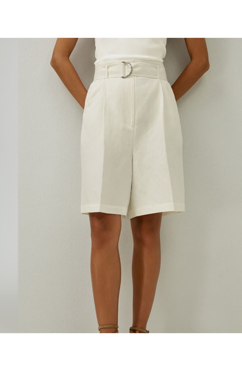 Lilysilk Women's Chic Silk-Linen Blend Bermuda Shorts, Alternate, color, White