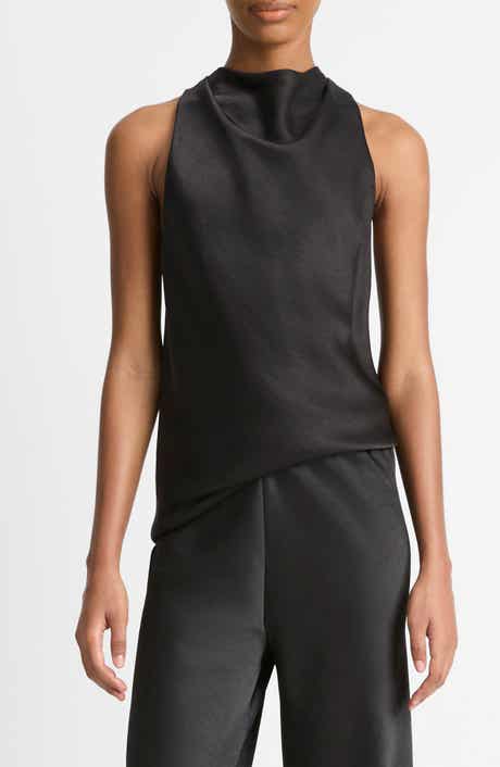 Vince Cowl Neck Hammered Satin Sleeveless Top