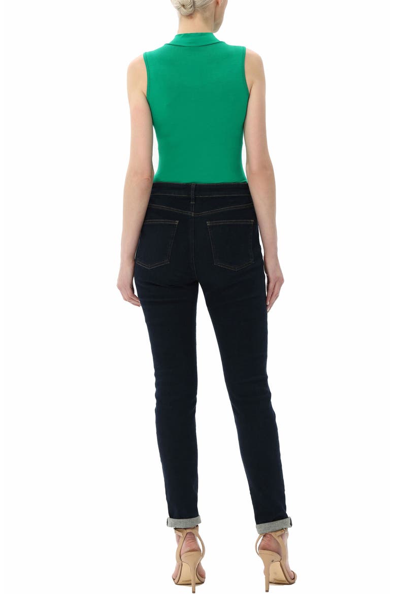 Turtleneck Sleeveless Bodysuit, Alternate, color, Emerald