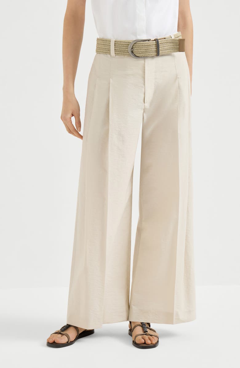 Brunello Cucinelli A-line trousers, Alternate, color, Beige
