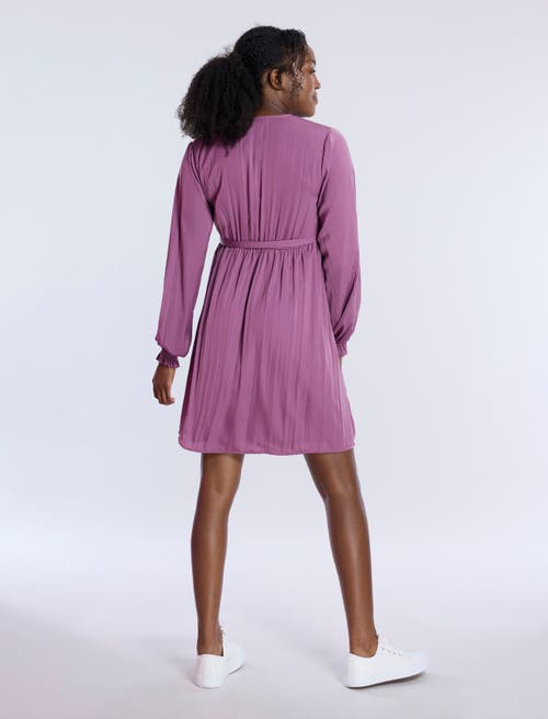 Motherhood Maternity Woven Wrap Long Sleeve Mini Dress In Grape Nectar
