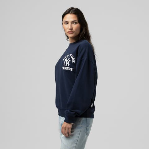 Women's Mitchell & Ness  Navy New York Yankees Cooperstown Collection Crewneck Sweatshirt