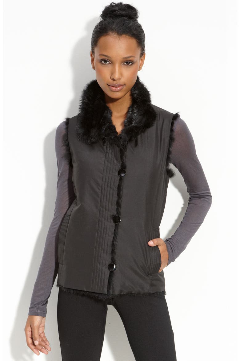 Couture Genuine Rabbit Fur Reversible Vest, Alternate, color, BLACK