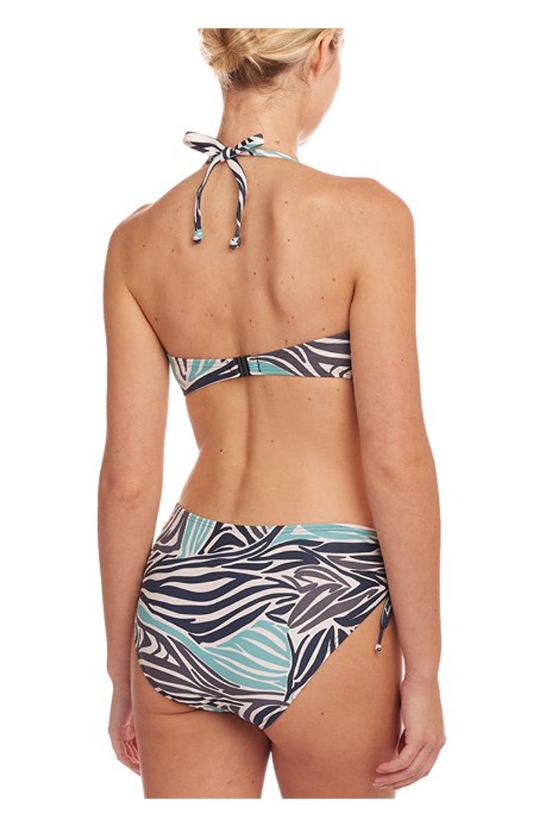 LASCANA Zebra Print Mid Rise Bikini Bottom, Alternate, color, Turquoise & Black