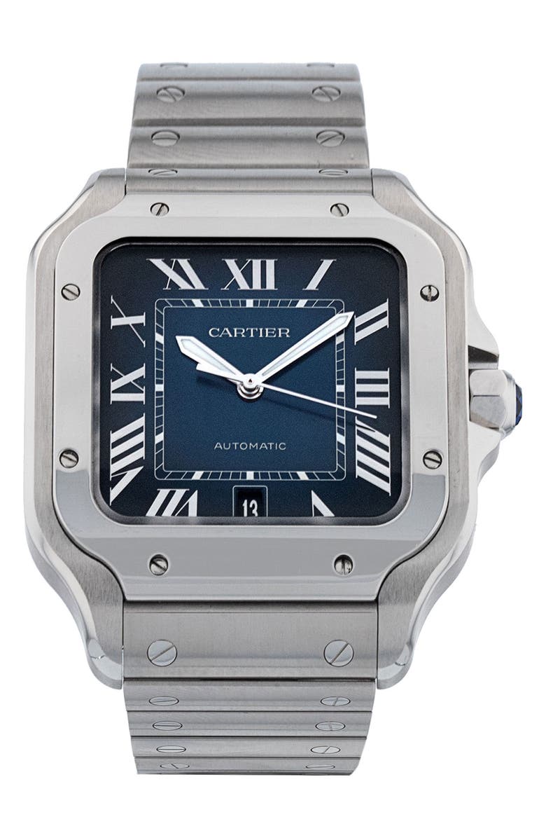 Watchfinder & Co. Cartier Preowned Santos de Cartier Automatic Bracelet Watch, 39.8mm, Main, color, 