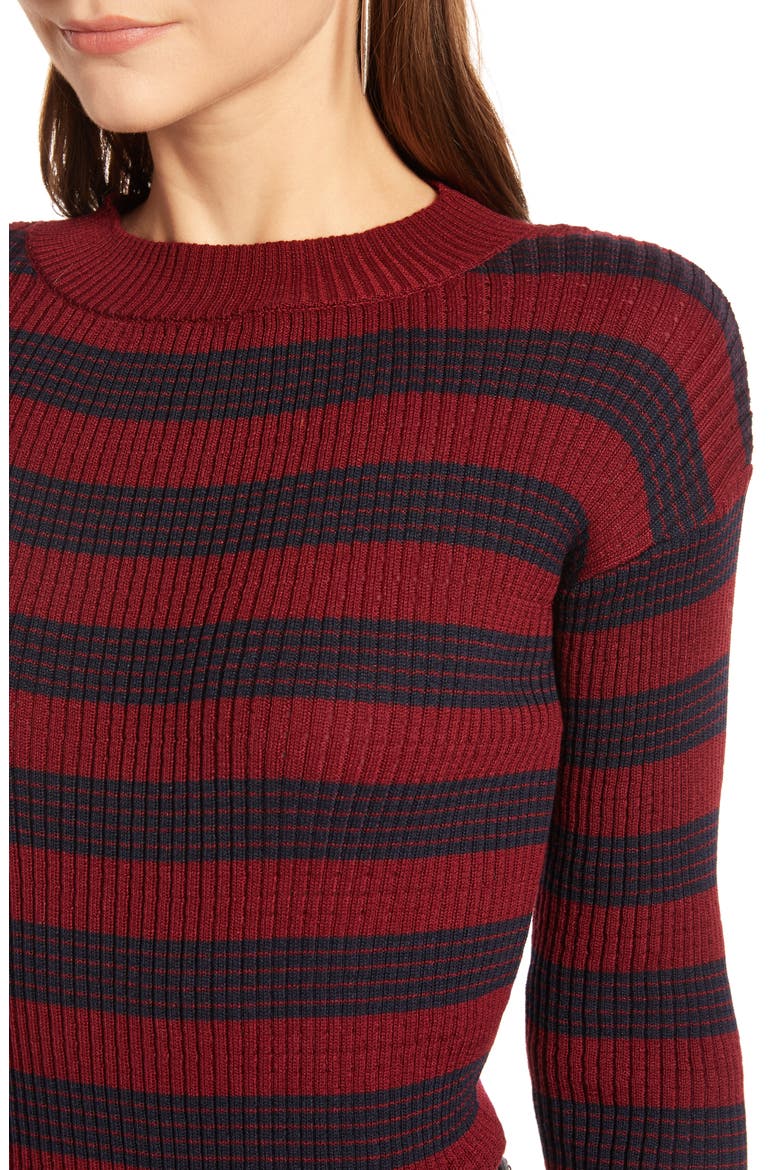 Striped Sweater, Alternate, color, BURGUNDY- NAVY STRIPE