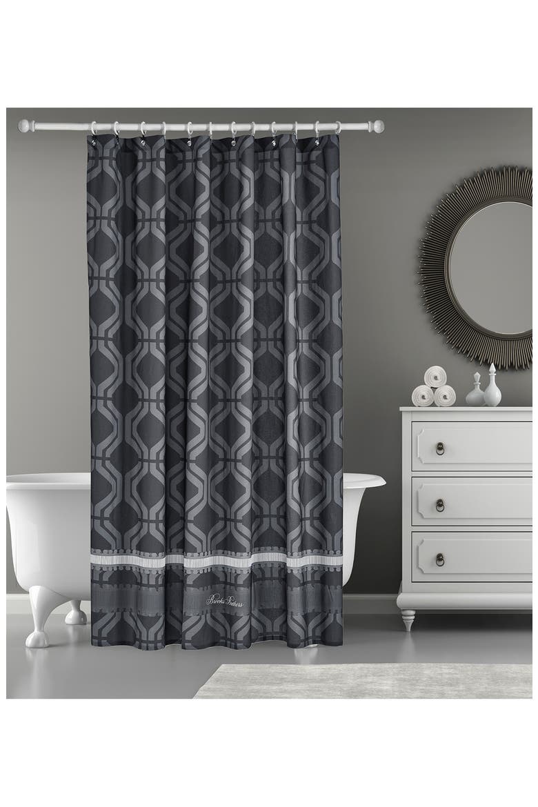 Geo Print Turkish Cotton Shower Curtain, Alternate, color, ANTHRACITE