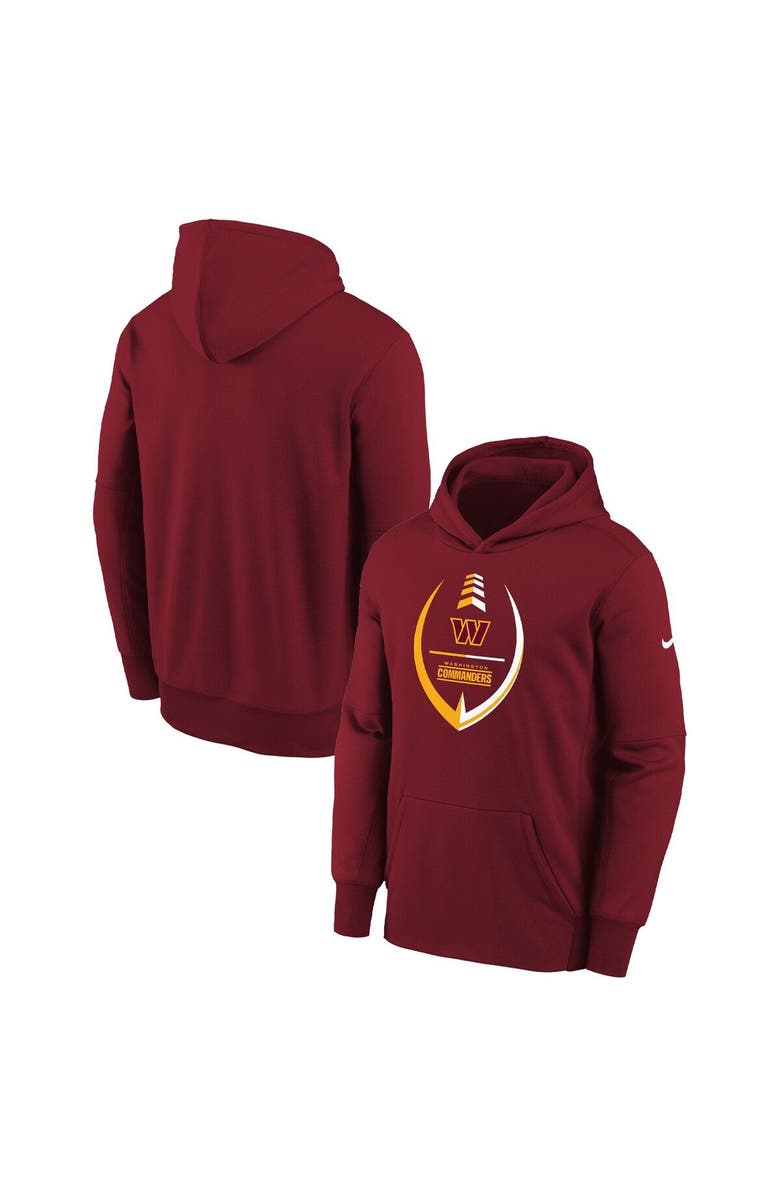Nike Youth Nike Burgundy Washington Commanders Icon Performance Pullover Hoodie, Main, color,