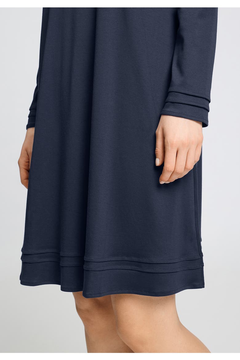 Pilar Parallel Pleated Cotton Nightgown, Alternate, color, Deep Navy