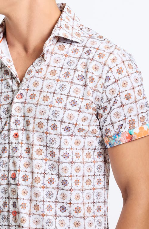 Robert Graham Kai Classic Fit Medallion Print Short Sleeve Knit Button-up Shirt In Multi