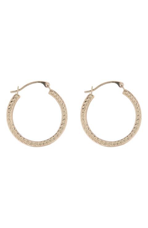 10K Yellow Gold Textured 20mm Hoop Earrings