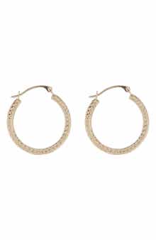 CANDELA JEWELRY 10K Yellow Gold Textured 20mm Hoop Earrings