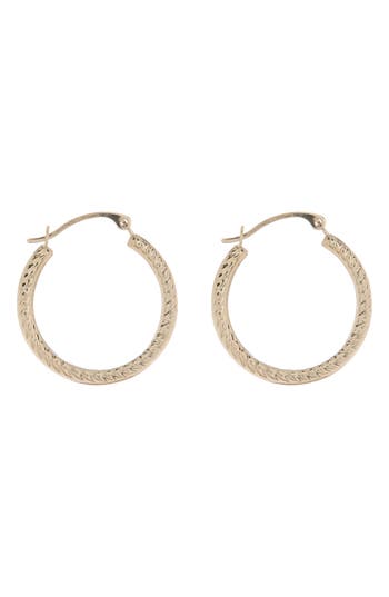 Candela Jewelry 10k Yellow Gold Textured 20mm Hoop Earrings In Brown