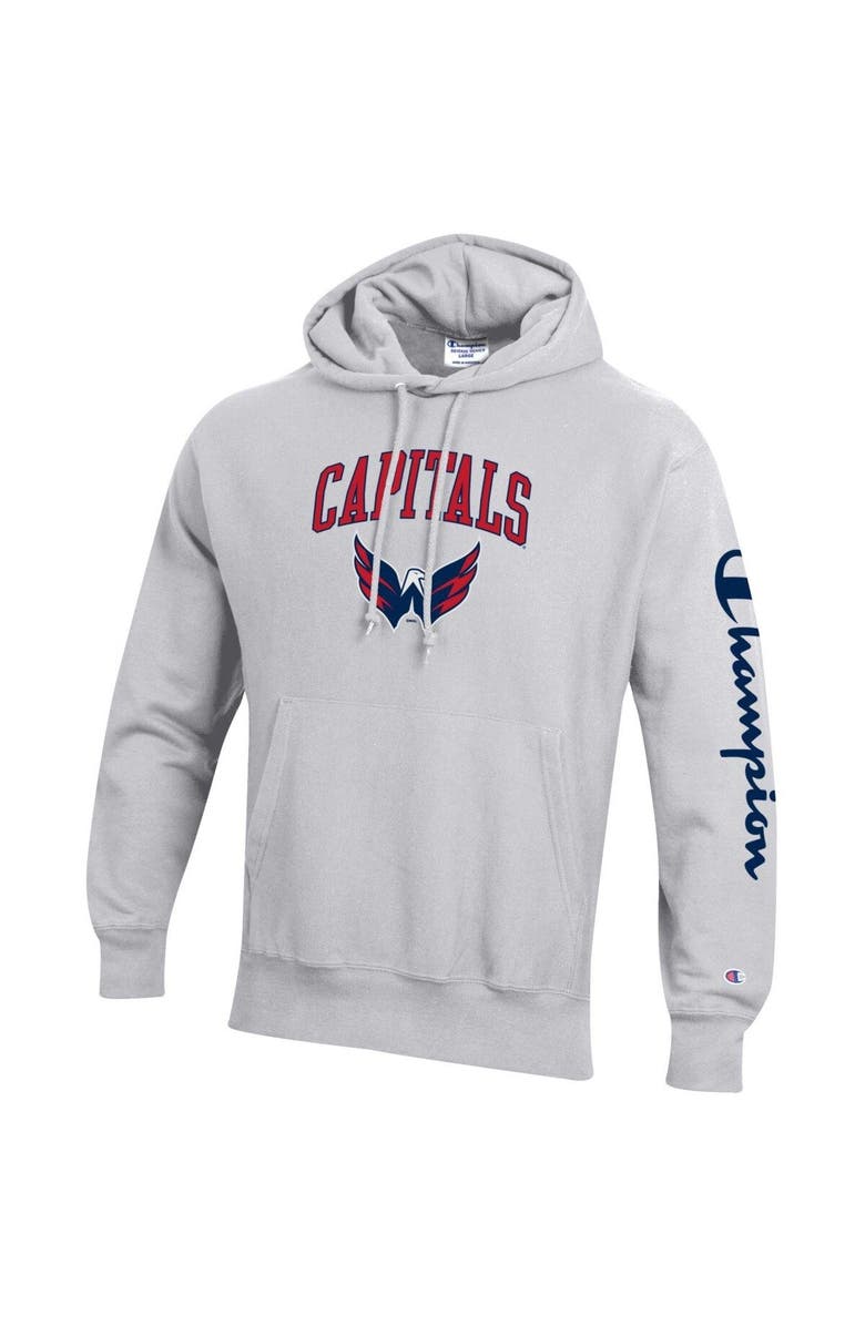 Champion Men's Champion Heather Gray Washington Capitals Reverse Weave Pullover Hoodie, Alternate, color, Heather Gray