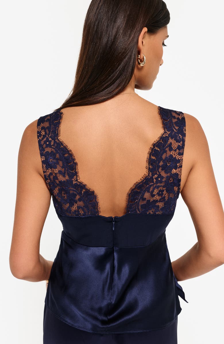 CAMI NYC Reza Lace Trim Silk Charmeuse Camisole, Alternate, color, 