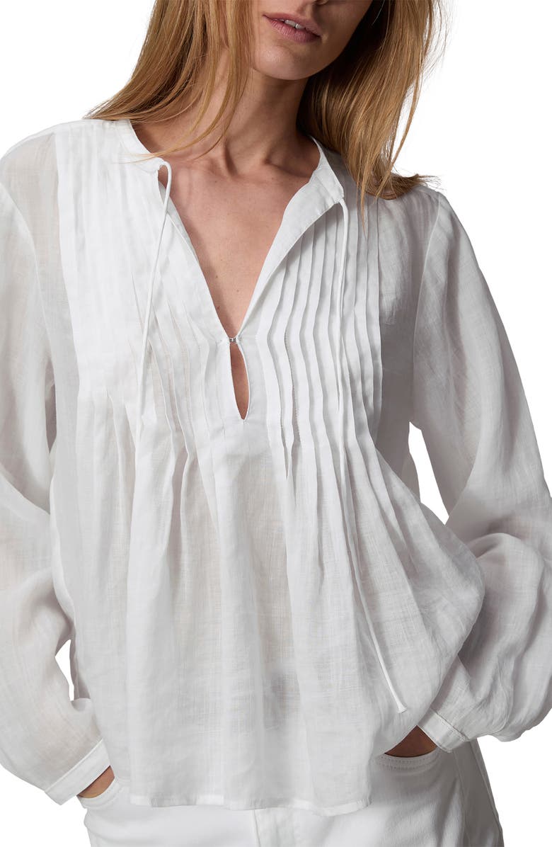 rag & bone Amaris Pintuck Ramie Top, Alternate, color, White