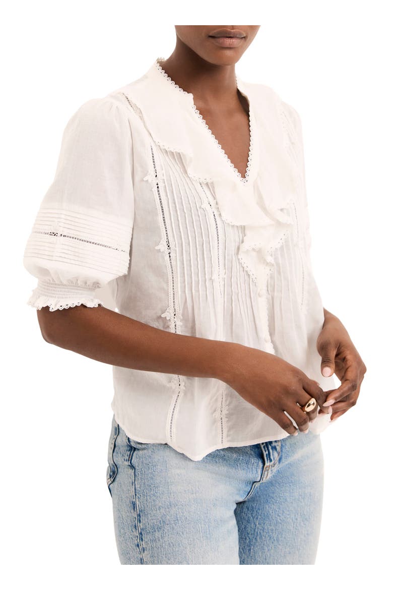 Cotton Ruffle Blouse, Alternate, color, Ivory