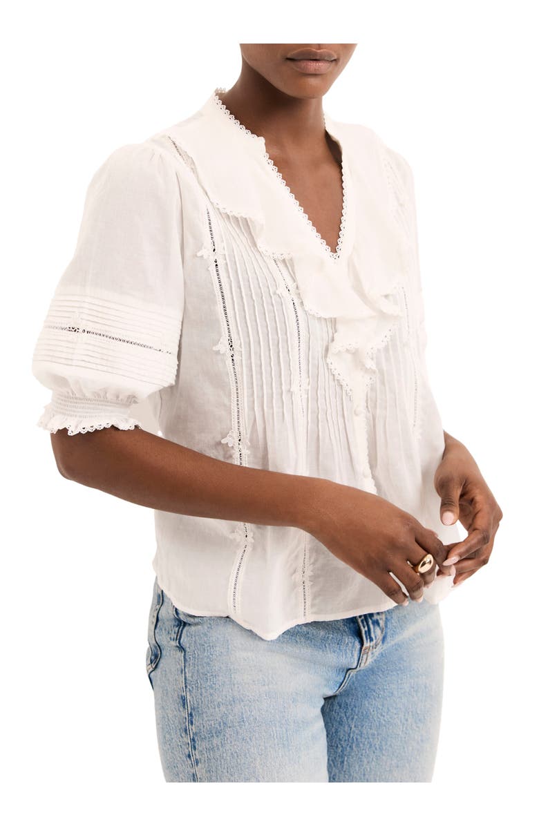 MINT VELVET Cotton Ruffle Blouse, Alternate, color, Ivory