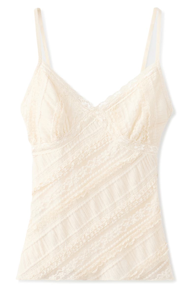V-Neck Lace Top, Alternate, color, VANILLA