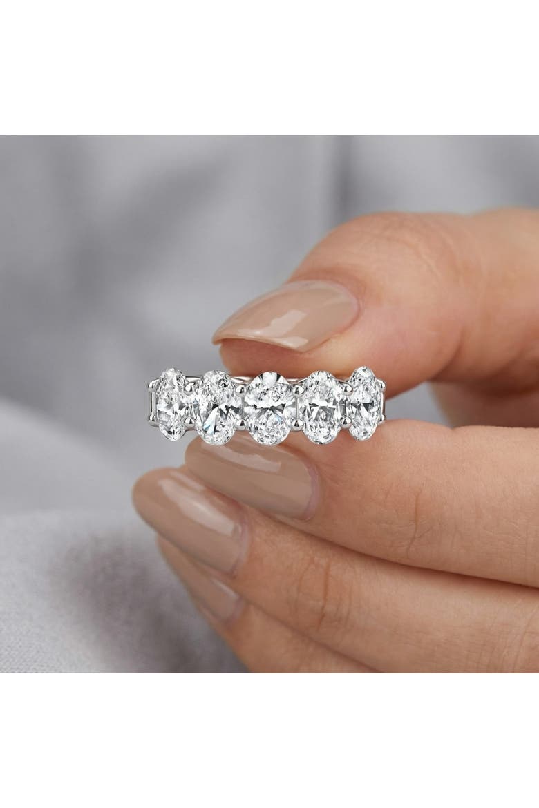 3Ct Oval Shape Diamond Five Stone Wedding Ring 14k Gold Lab Grown, Alternate, color, 14k White Gold