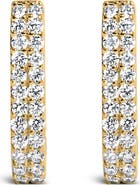 Haus of Brilliance 10K Gold 1/4 Cttw Lab Grown Diamond Double Row Huggie Hoop Earrings