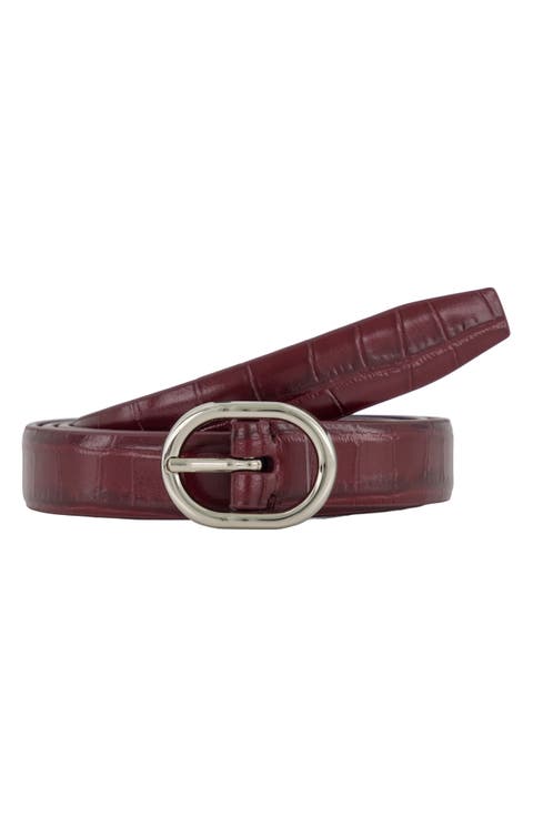 Croc Embossed Leather Belt