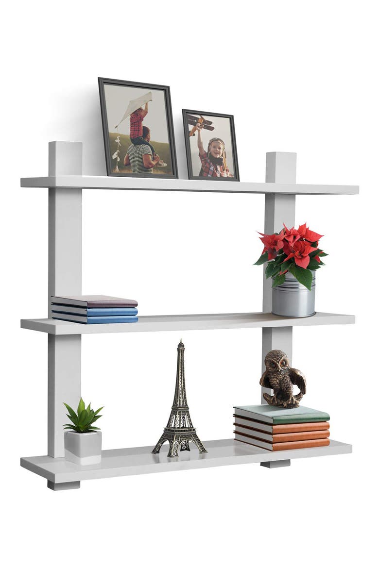 White 3-Tier Floating Shelf, Alternate, color, WHITE