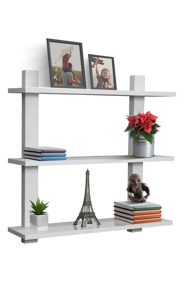 SORBUS White 3-Tier Floating Shelf, Alternate, color, White