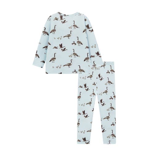 Milkbarn Luxe Stretch Long Sleeve Two Piece Pajama Set In Blue