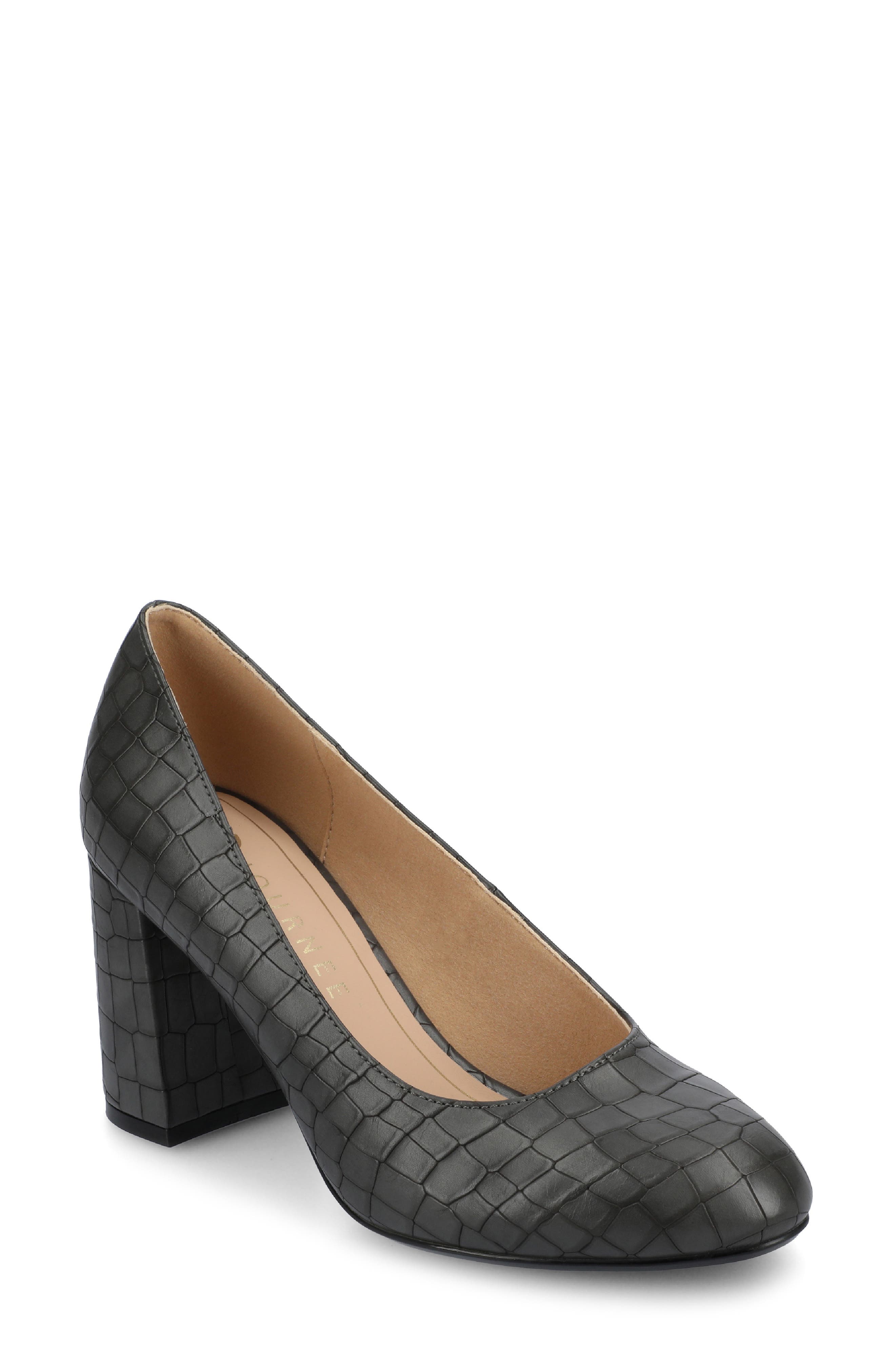 Journee Collection Seraphina Pump, Main, color, Charcoal Crocodile