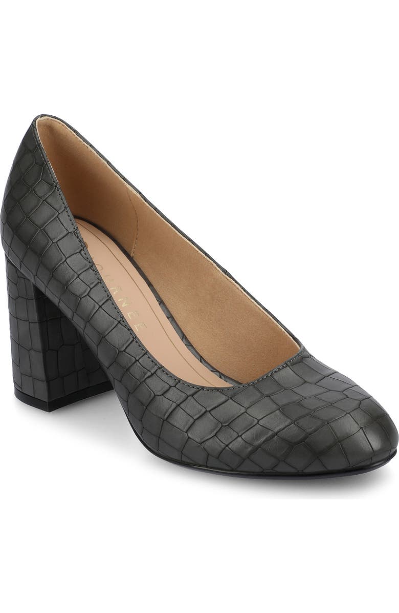 Journee Collection Seraphina Pump, Main, color, Charcoal Crocodile
