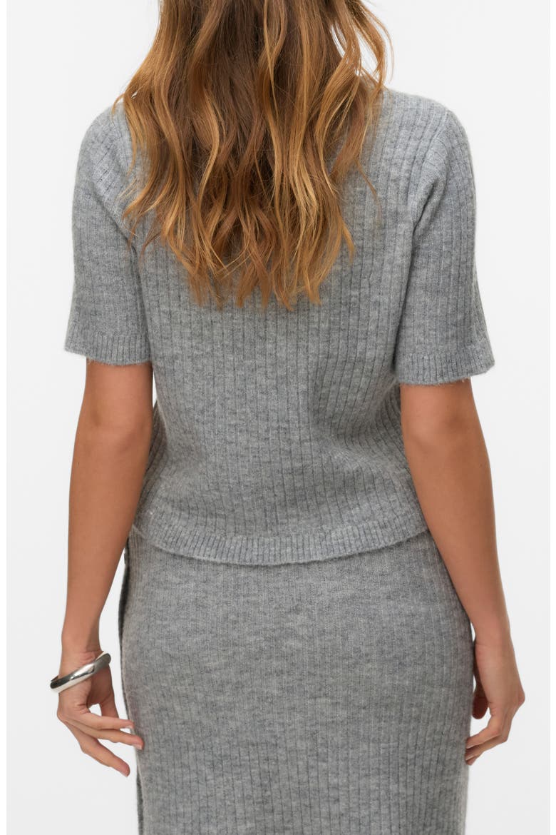 Sally Short Sleeve Sweater, Alternate, color, LIGHT GREY MELANGE D