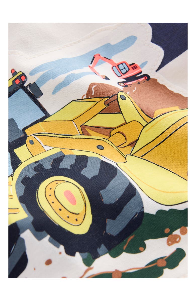 Mini Boden Kids' Cotton Graphic T-Shirt, Alternate, color, College Navy Stripe Digger