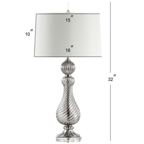 Jonathan Y Murano 32" Swirled Crystal/glass Led Table Lamp, Gray In Gray