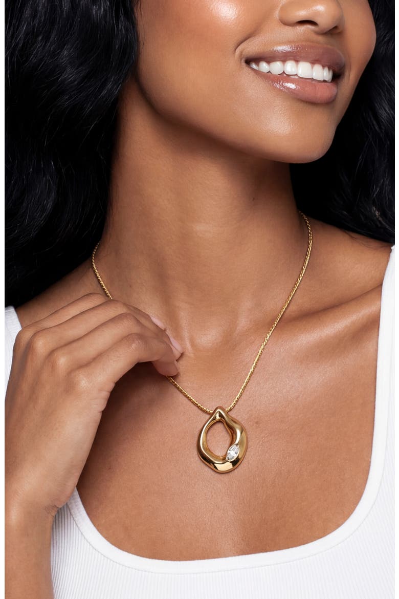 Molten Crystal Pendant Necklace, Alternate, color, GOLD