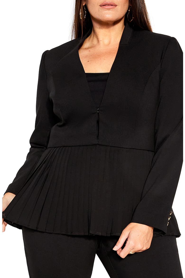 Holly Removable Pleated Hem Jacket, Main, color, BLACK