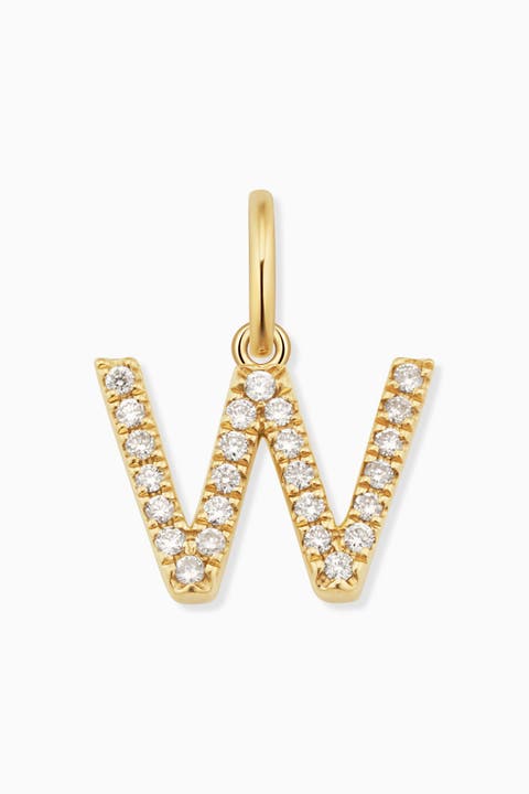 14K Gold My Letter Diamond Pendant Charm