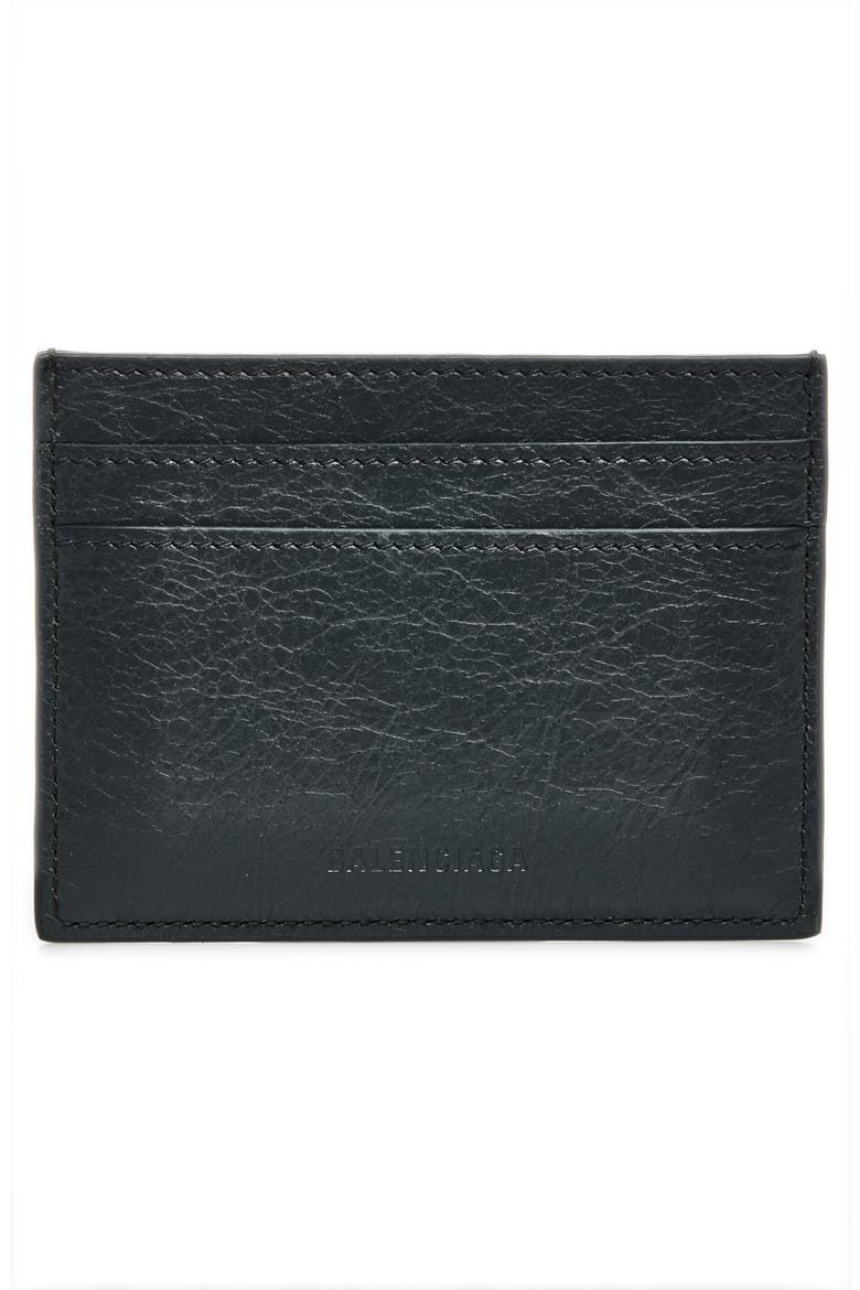 Le City Crackled Leather Card Case, Alternate, color, VOLCANIC ROCK