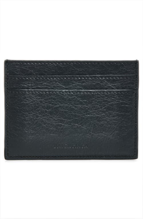 Balenciaga Le City Crackled Leather Card Case In Brown
