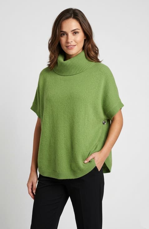 Cashmere turtleneck poncho