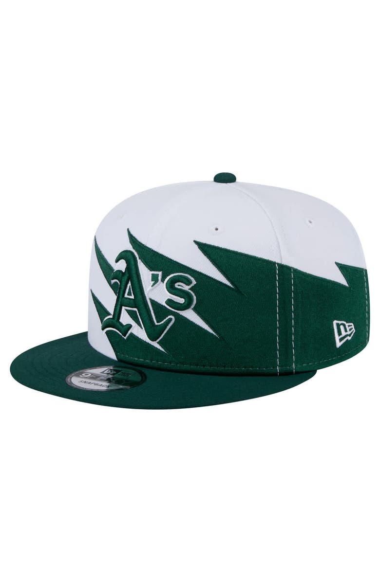 New Era Men's New Era Green/White Athletics Jagged 9FIFTY Snapback Hat, Main, color,