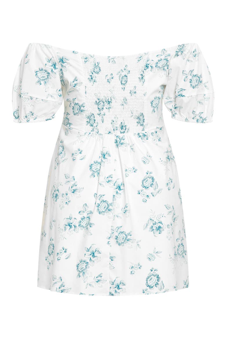 Martine Floral Off the Shoulder Stretch Cotton Minidress, Alternate, color, ETCHED BUD