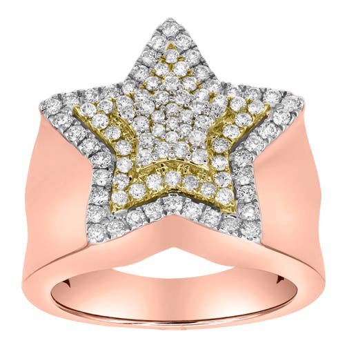 Luvmyjewelry Star Studded Bling 14k Rose Gold Two Tone Star Ring In 14k Rose Gold