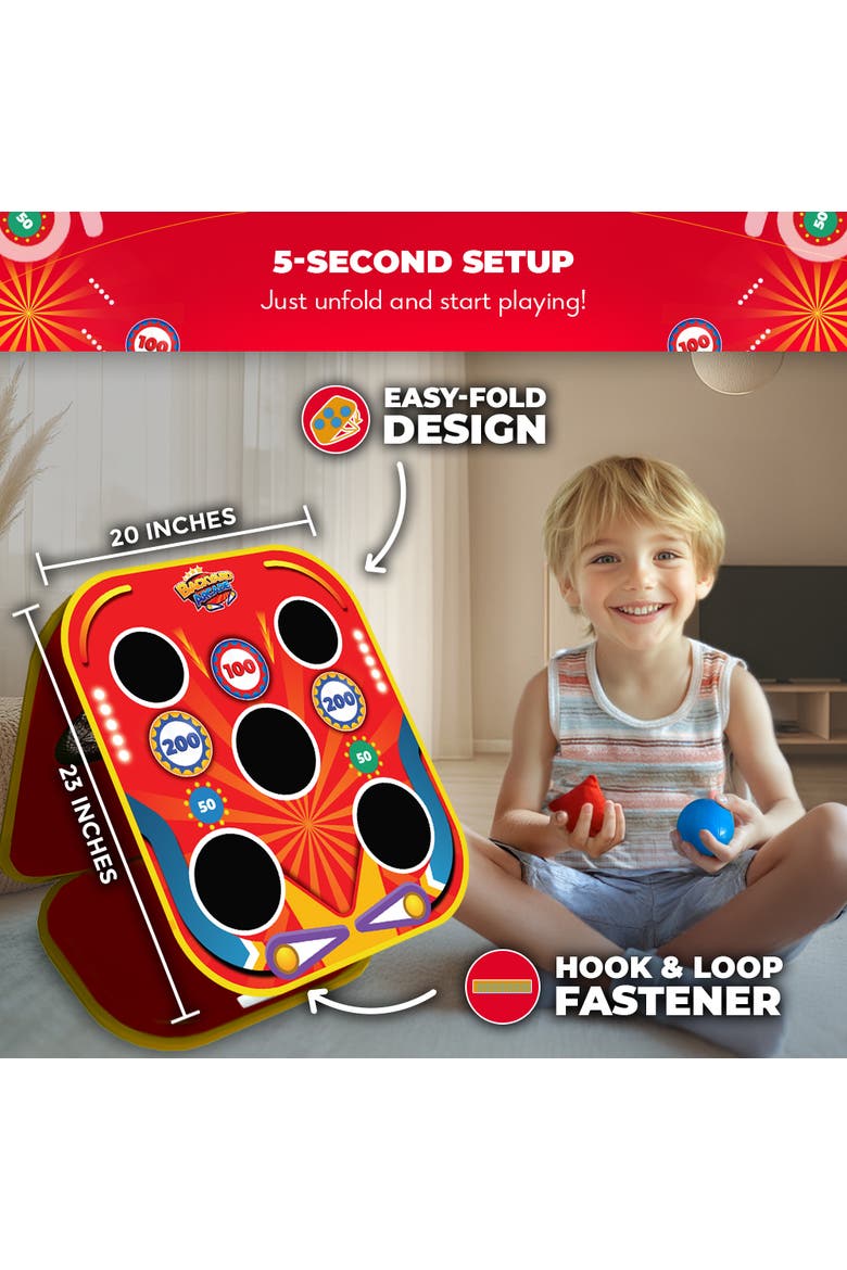 Backyard Arcade | 2-in-1 Bean Bag Toss Game for Kids, Alternate, color, Red